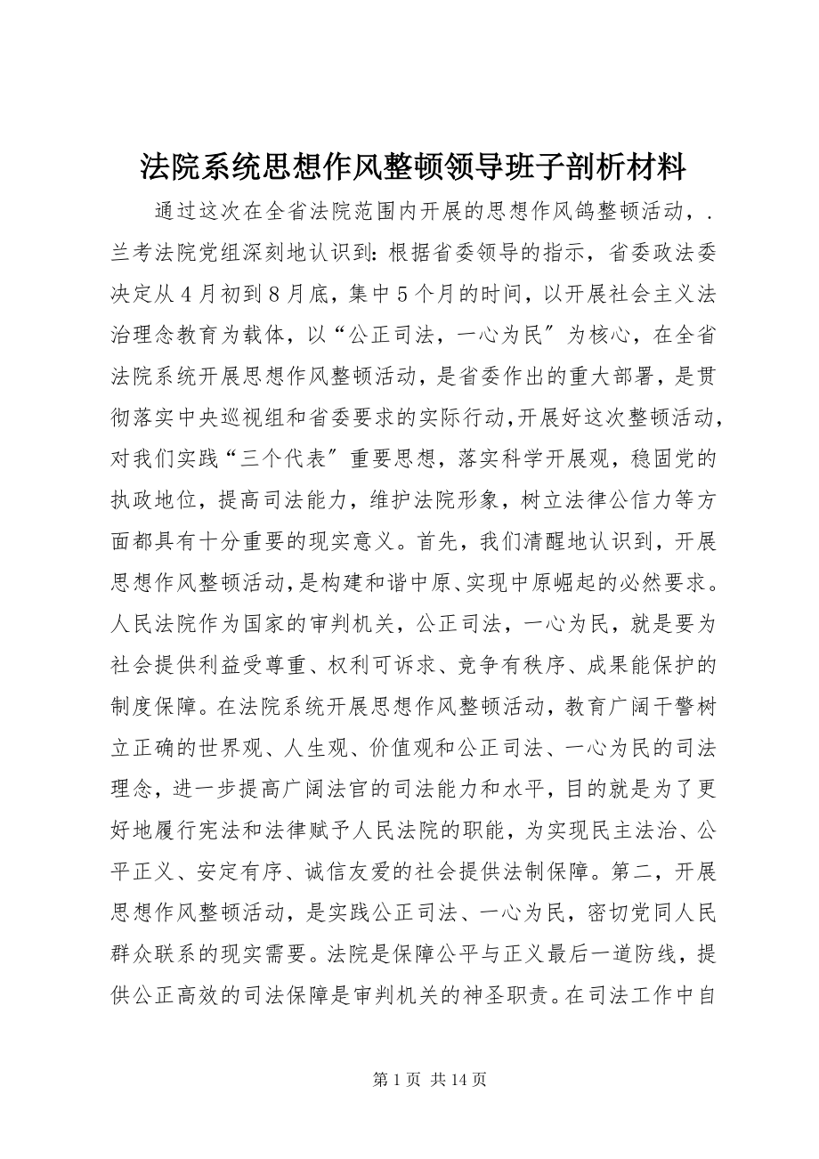 2023年法院系统思想作风整顿领导班子剖析材料.docx_第1页