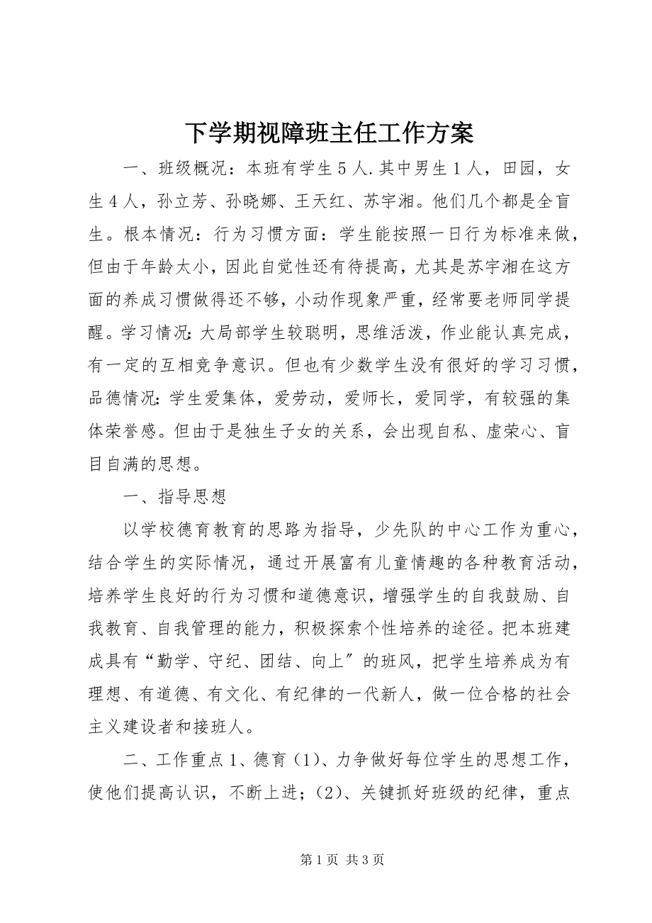 2023年下学期视障班主任工作计划.docx_第1页