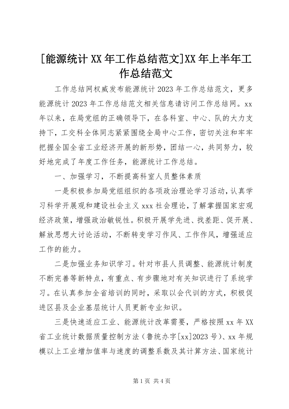 2023年能源统计工作总结上半年工作总结.docx_第1页