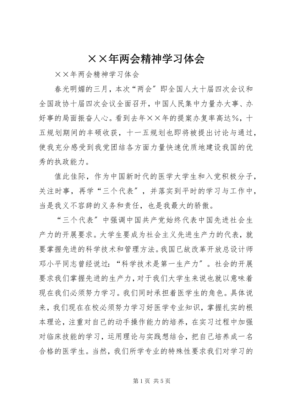 2023年两会精神学习体会.docx_第1页