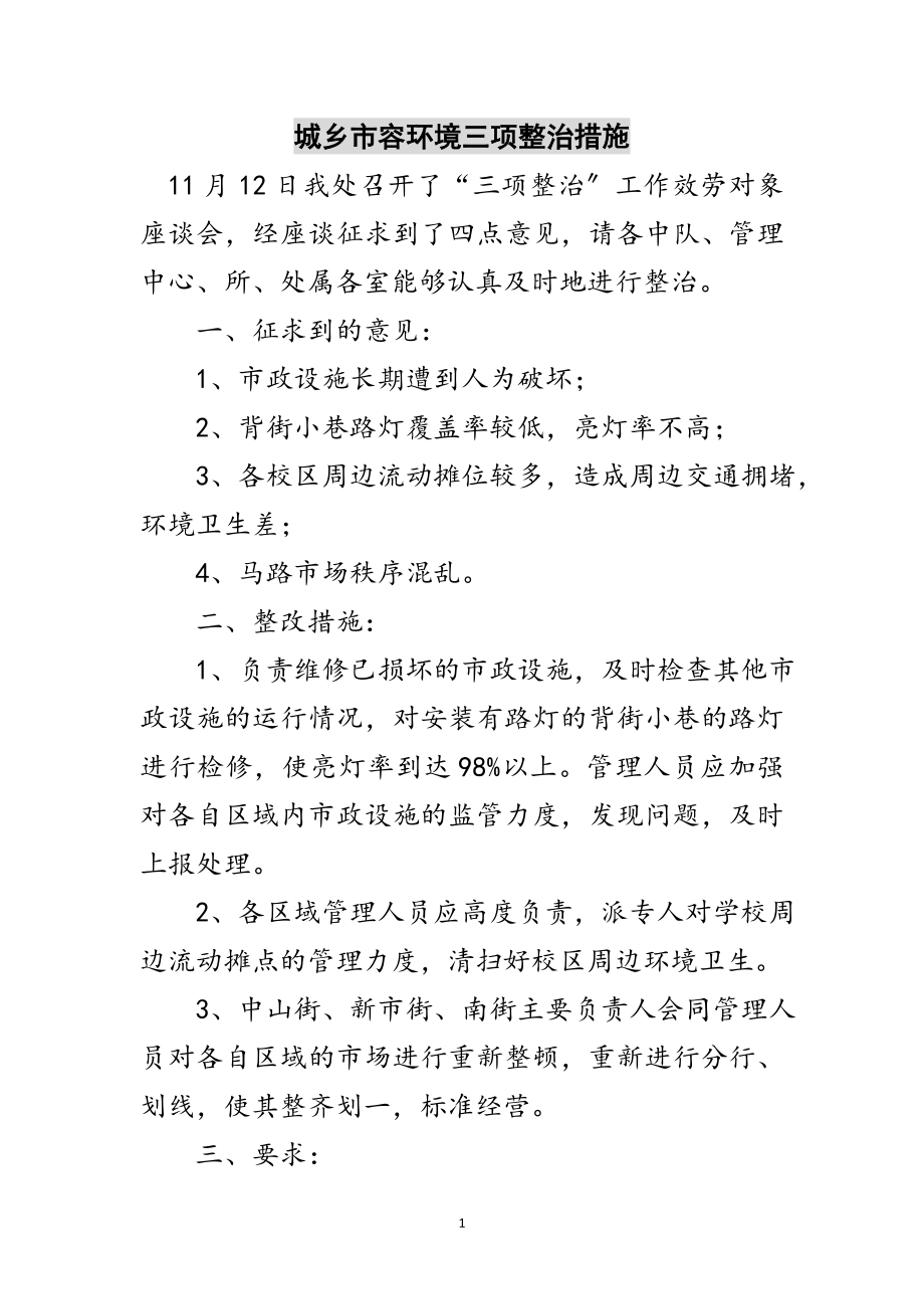 2023年城乡市容环境三项整治措施范文.doc_第1页