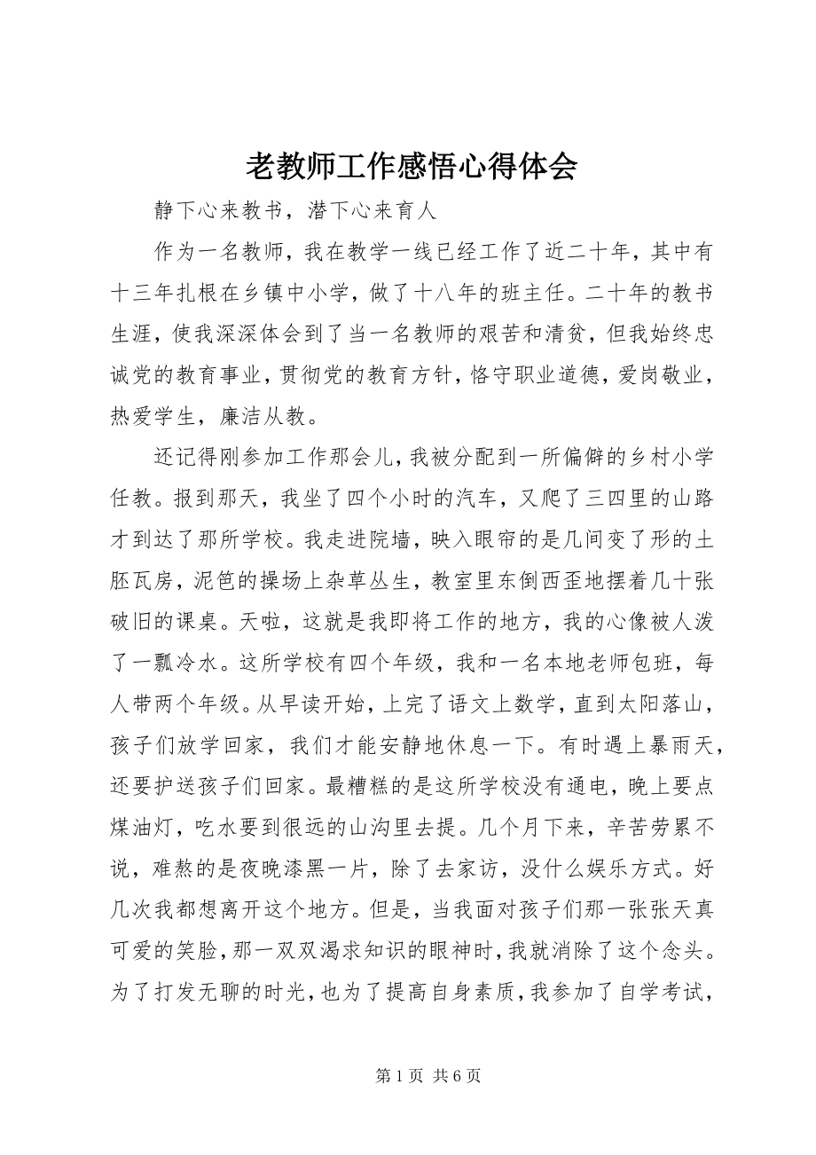 2023年老教师工作感悟心得体会.docx_第1页