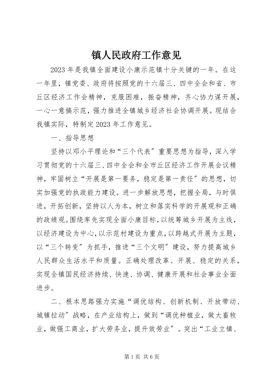 2023年镇人民政府工作意见.docx_第1页