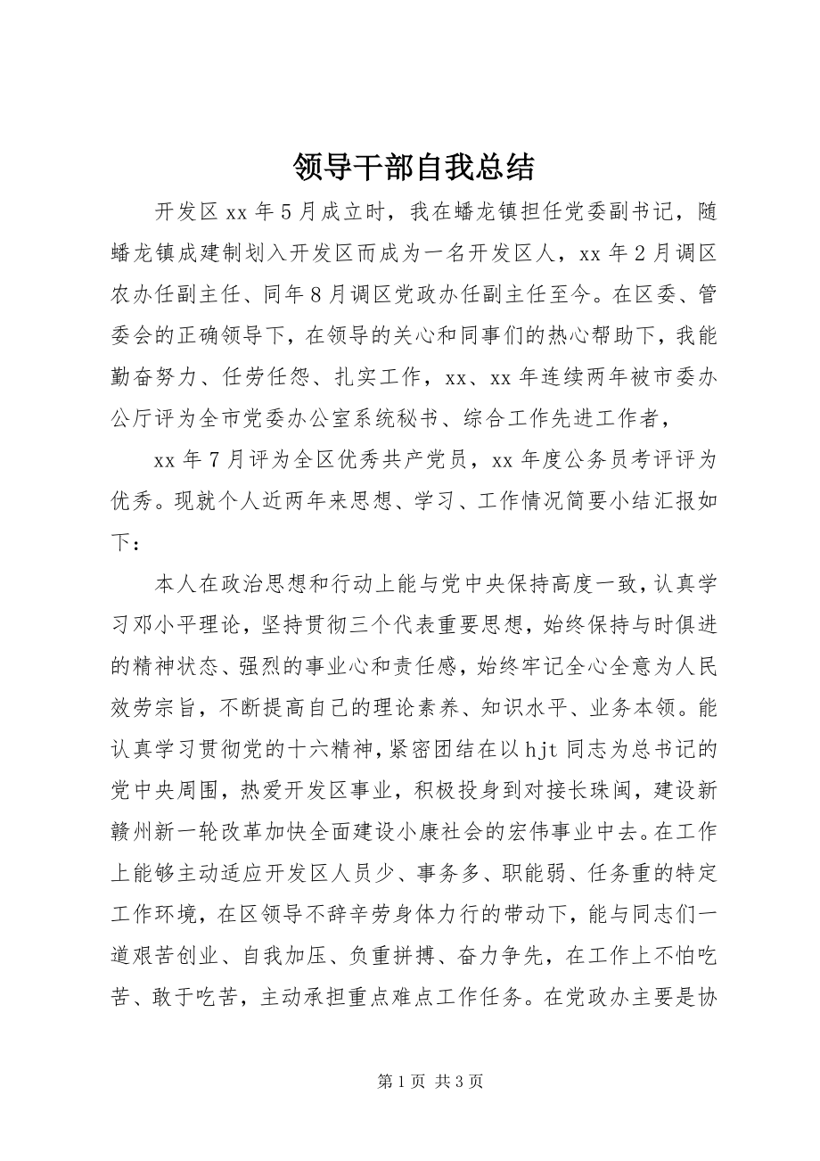 2023年领导干部自我总结.docx_第1页