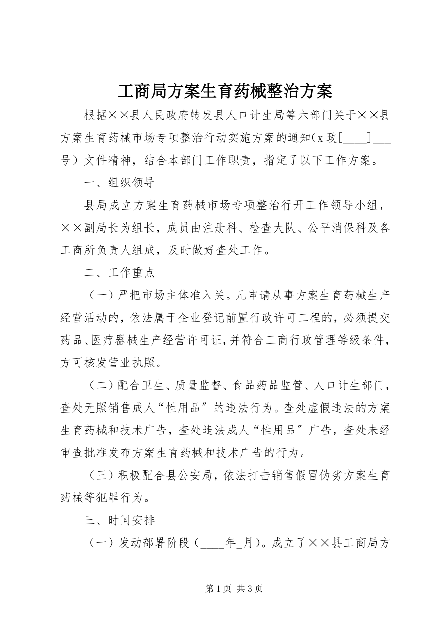 2023年工商局计划生育药械整治方案.docx_第1页