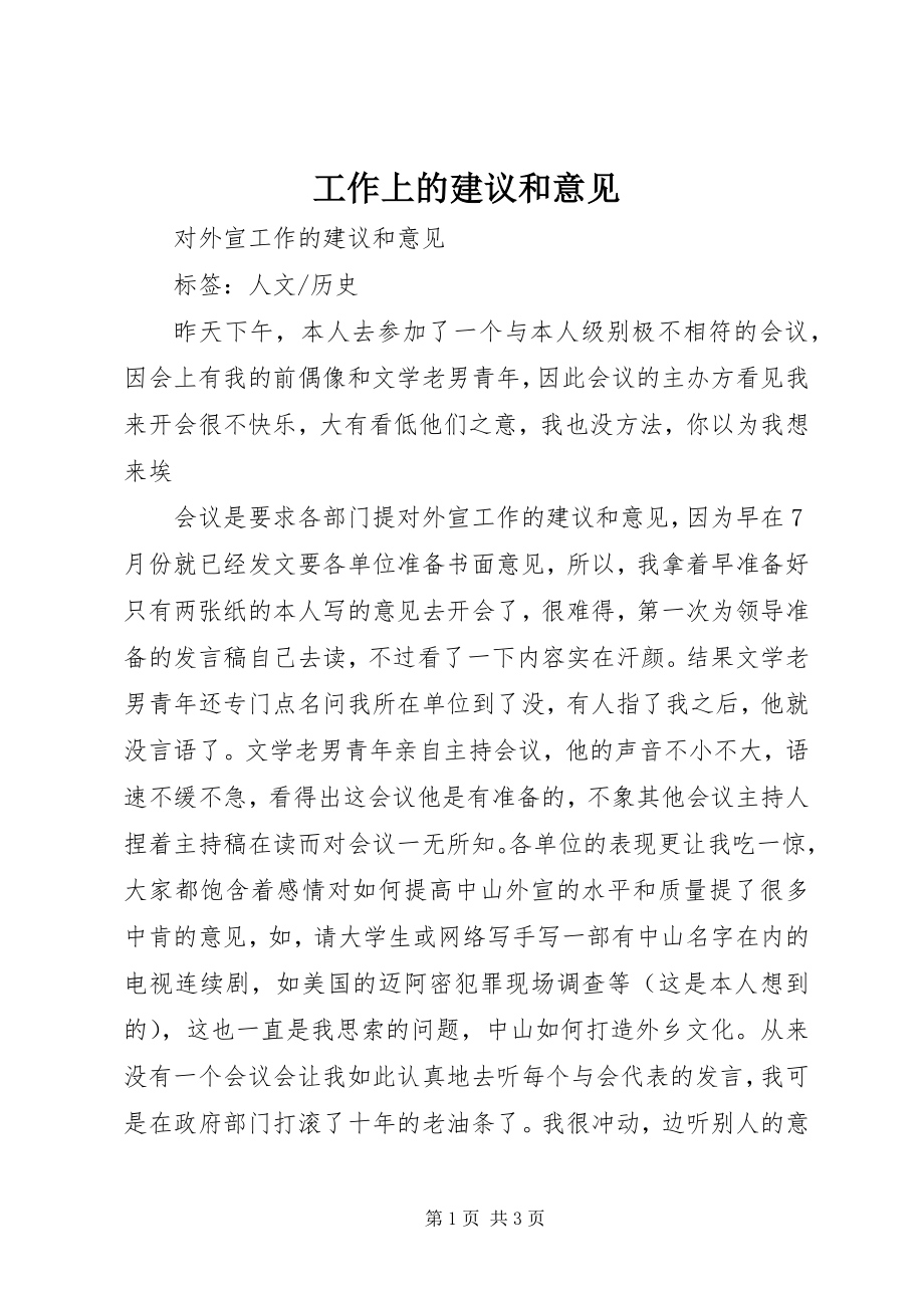 2023年工作上的建议和意见.docx_第1页