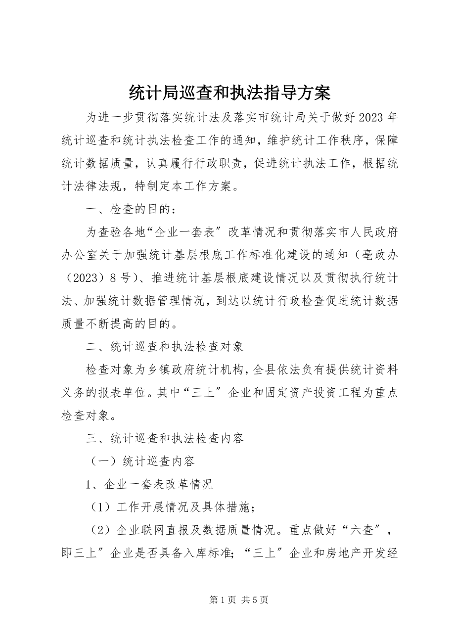 2023年统计局巡查和执法指导方案.docx_第1页