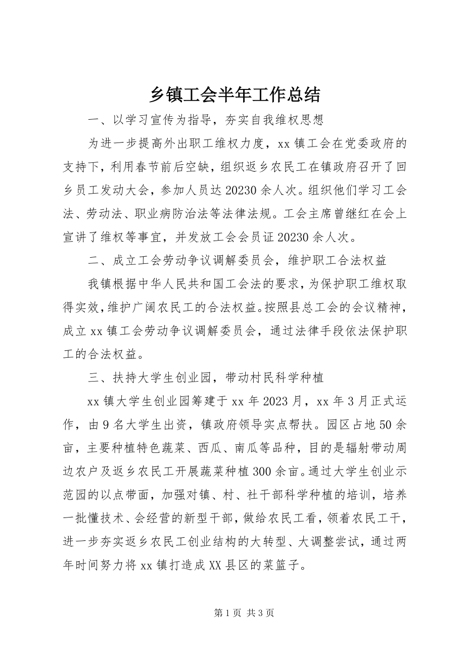 2023年乡镇工会半年工作总结.docx_第1页