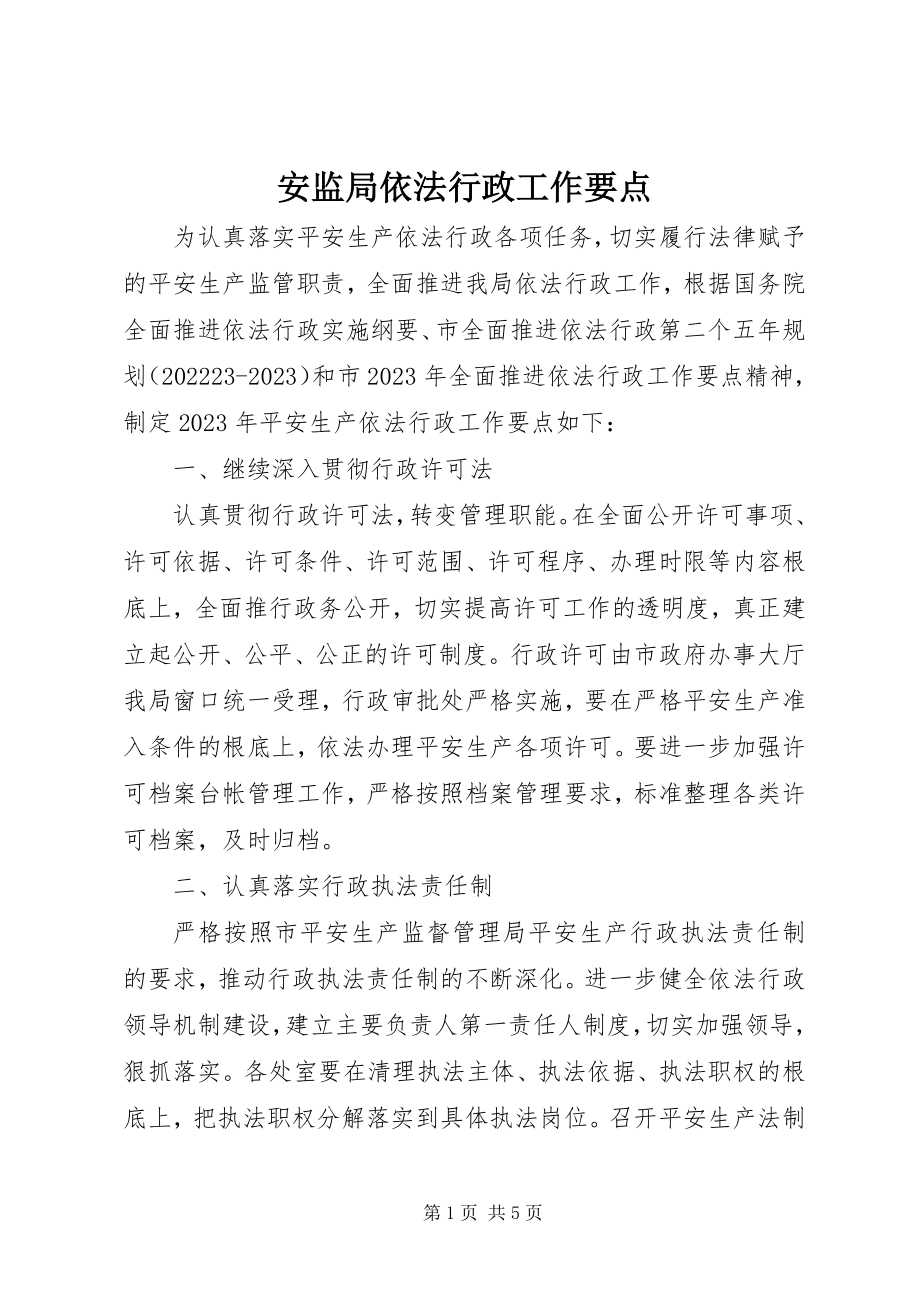 2023年安监局依法行政工作要点新编.docx_第1页