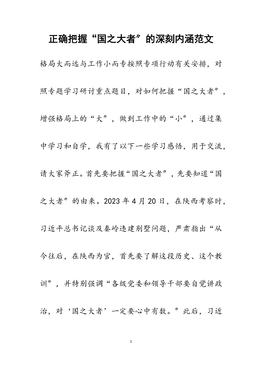 2023年正确把握“国之大者”的深刻内涵.docx_第1页