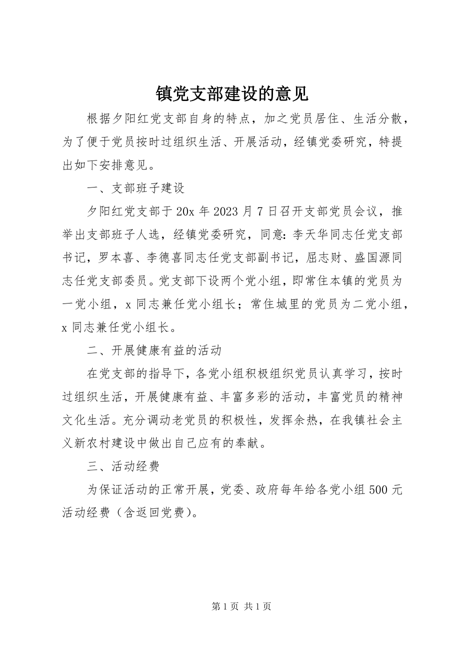 2023年镇党支部建设的意见.docx_第1页