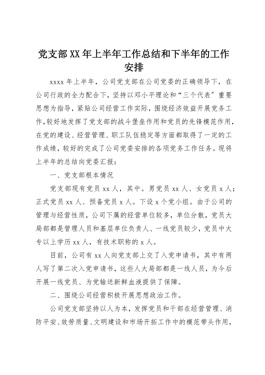 2023年党支部某年上半年工作总结和下半年的工作安排.docx_第1页