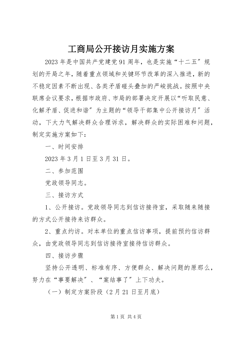 2023年工商局公开接访月实施方案.docx_第1页