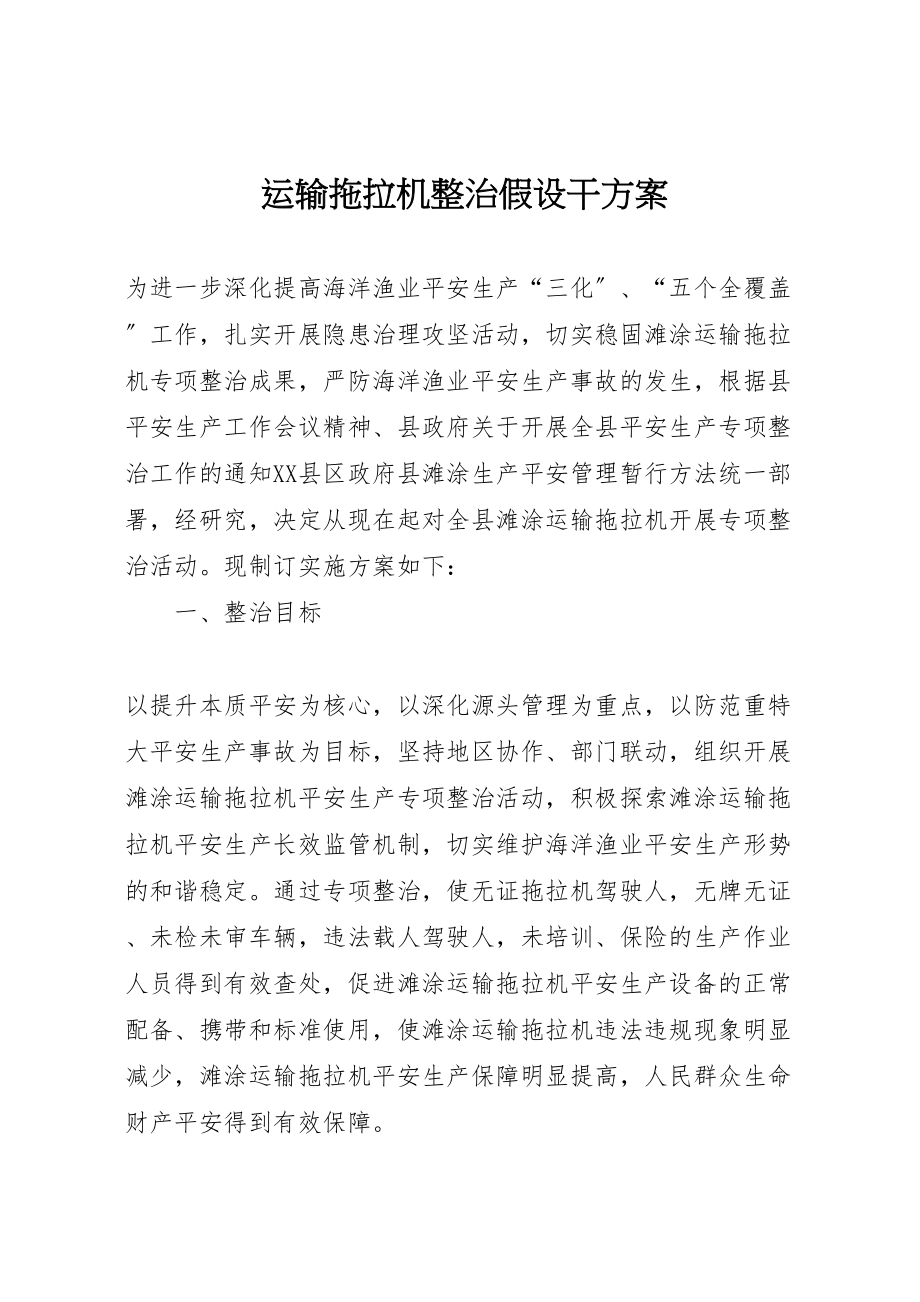 2023年运输拖拉机整治若干方案新编.doc_第1页