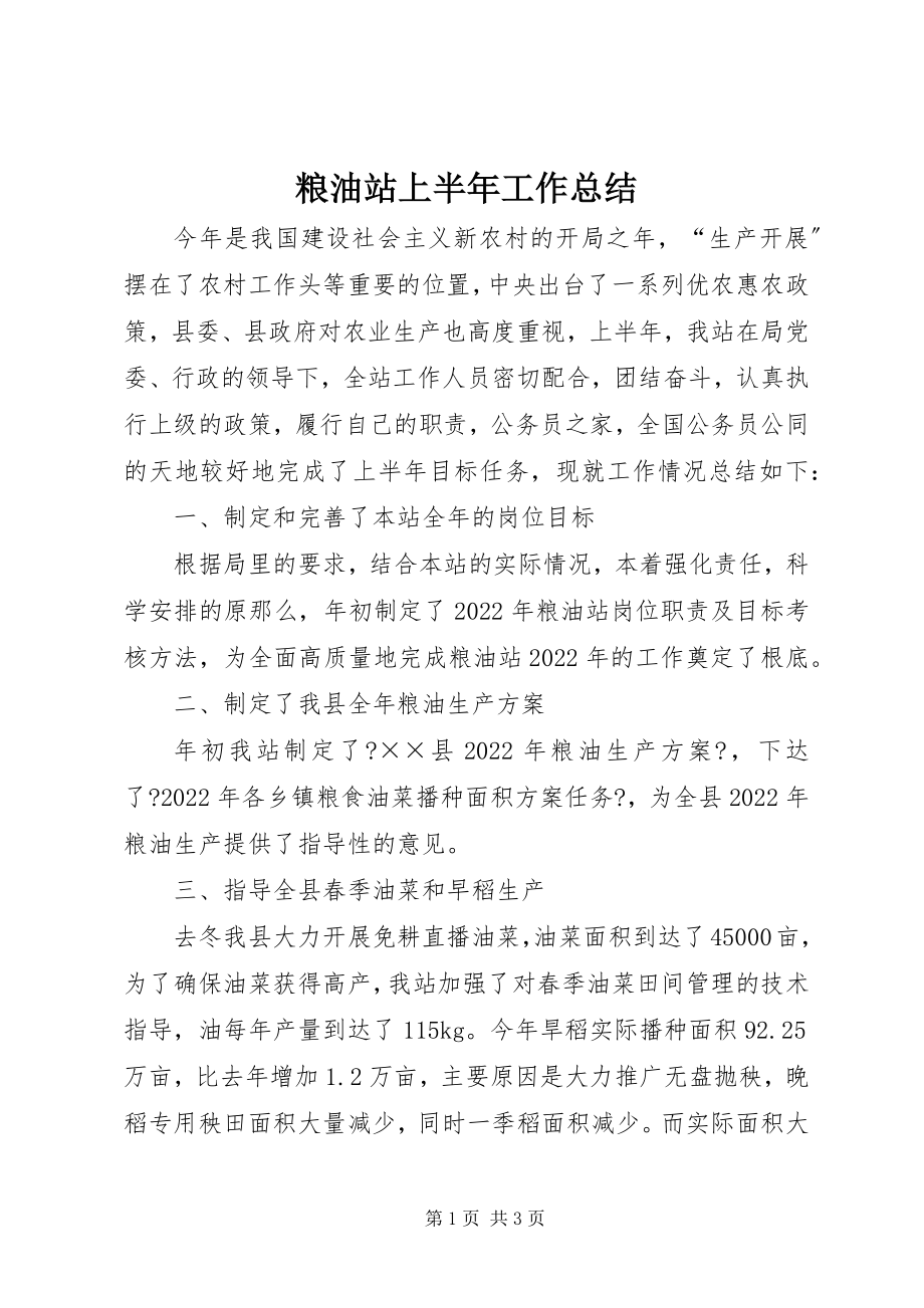 2023年粮油站上半年工作总结.docx_第1页