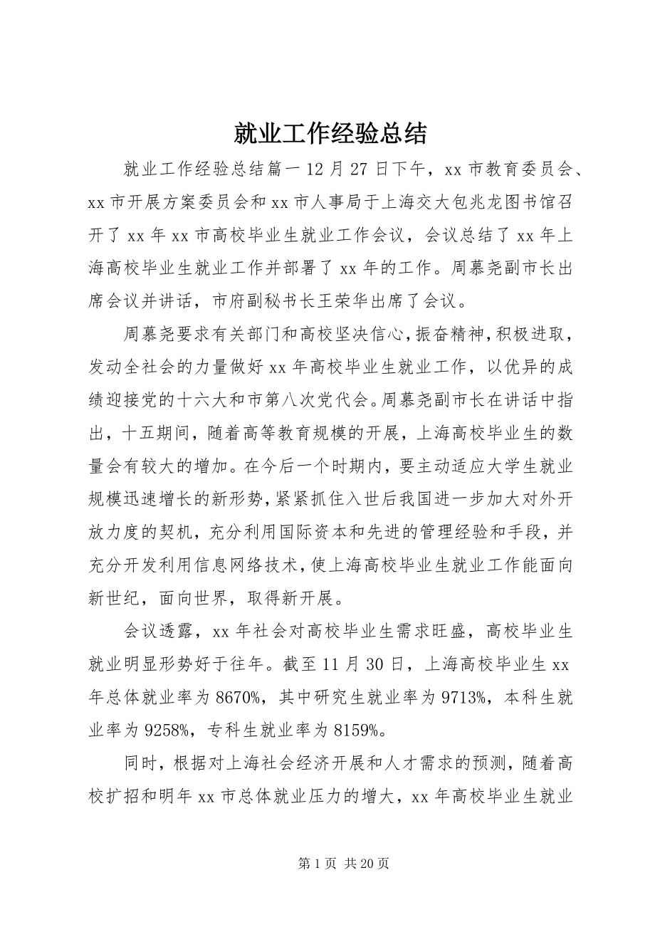 2023年就业工作经验总结.docx_第1页