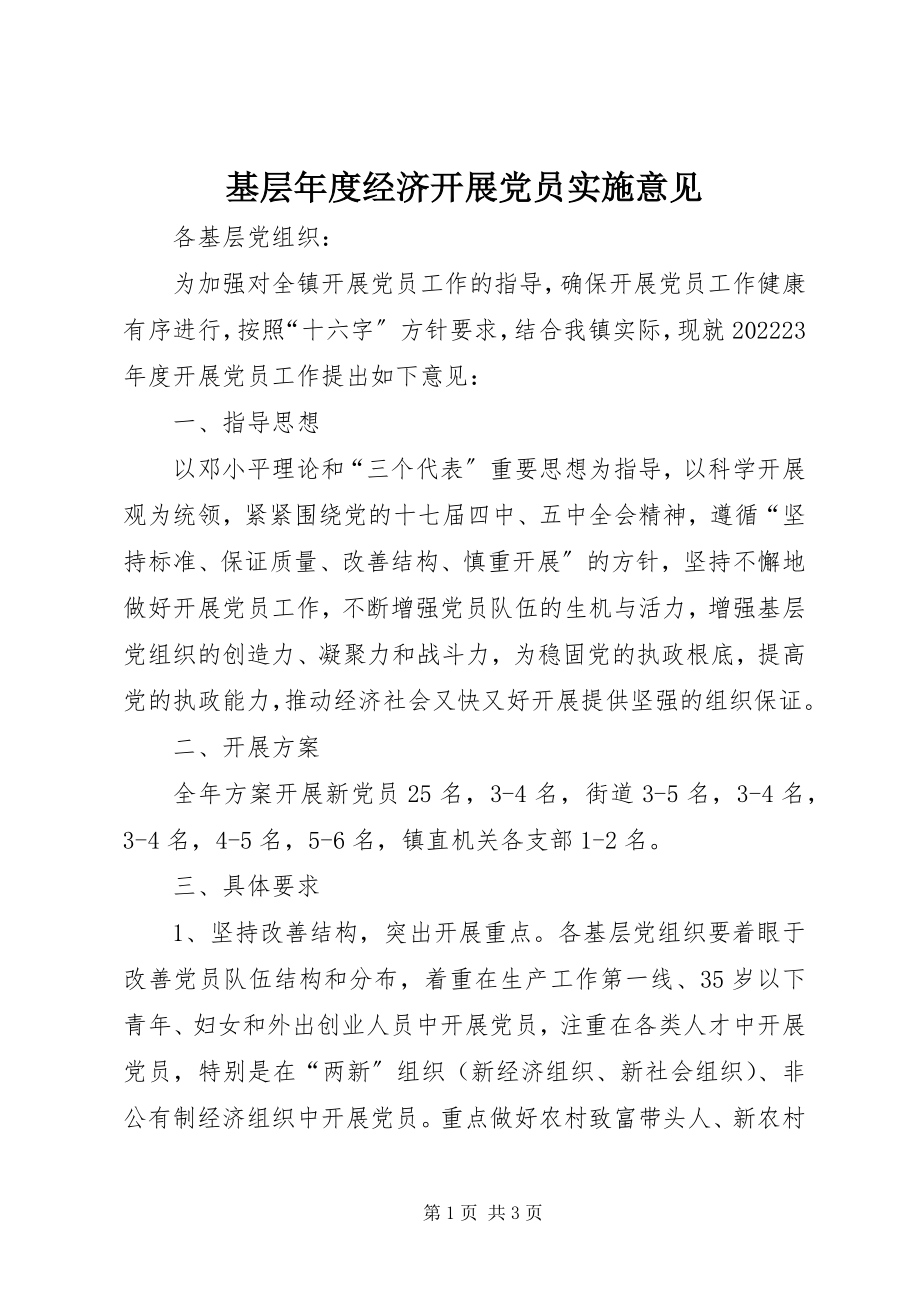 2023年基层度经济发展党员实施意见.docx_第1页