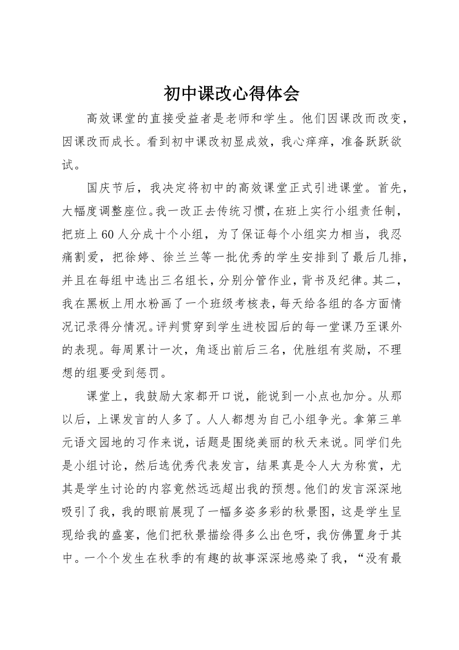 2023年初中课改心得体会.docx_第1页