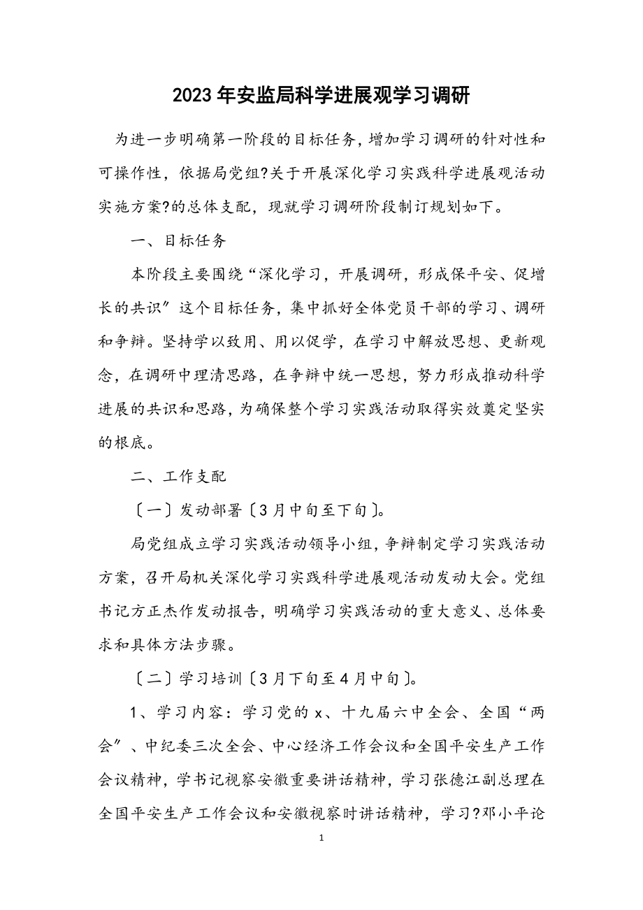 2023年安监局科学发展观学习调研计划.docx_第1页