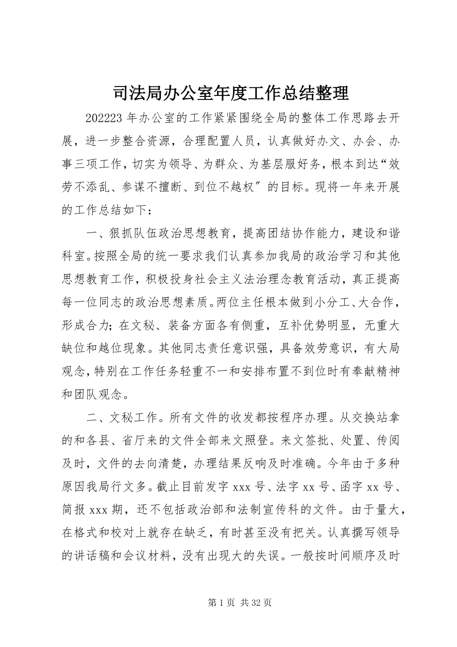 2023年司法局办公室年度工作总结整理.docx_第1页