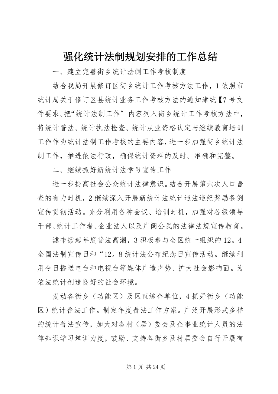 2023年强化统计法制规划安排的工作总结.docx_第1页