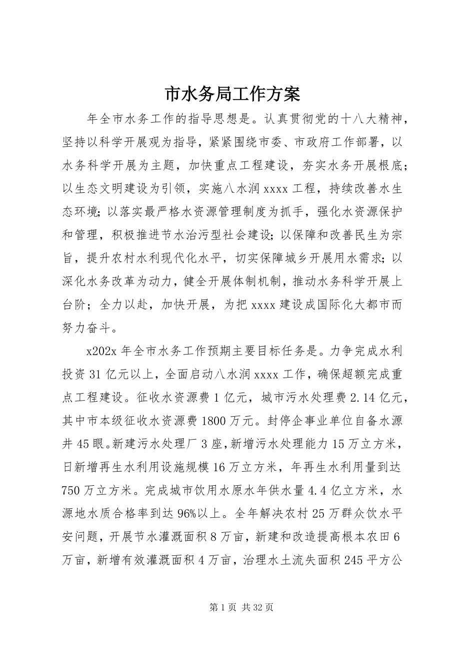 2023年市水务局工作计划.docx_第1页