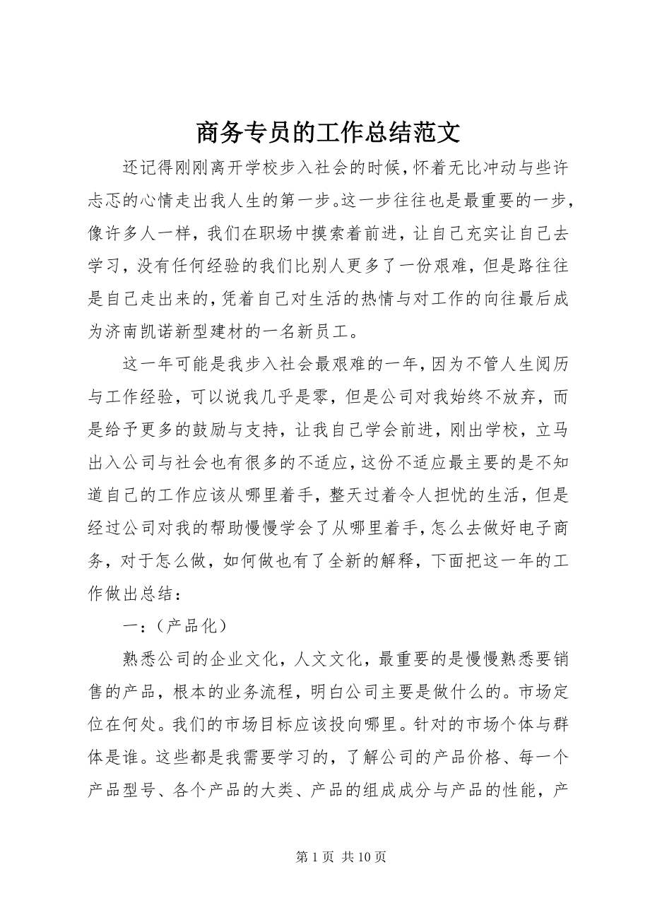 2023年商务专员的工作总结.docx_第1页