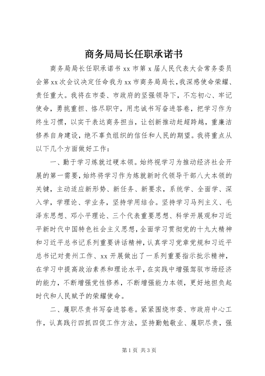 2023年商务局局长任职承诺书.docx_第1页