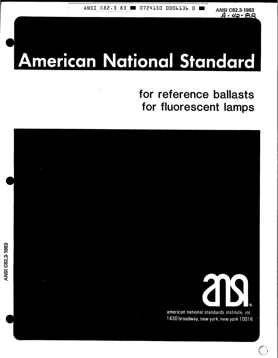 ANSI C82.3-1983 R1995 荧光灯镇流器的规范.pdf_第1页