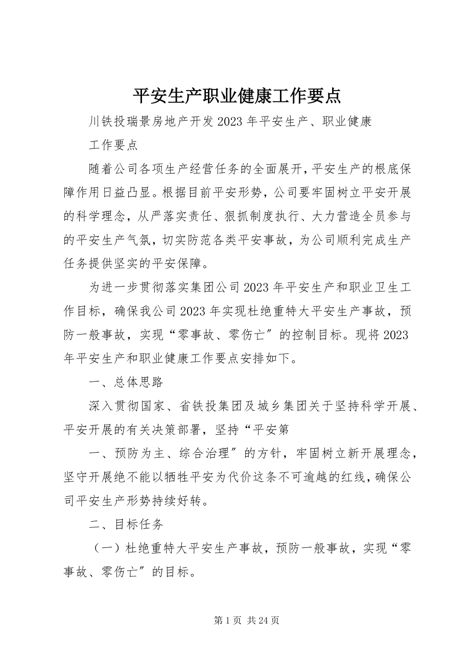 2023年安全生产职业健康工作要点新编.docx_第1页