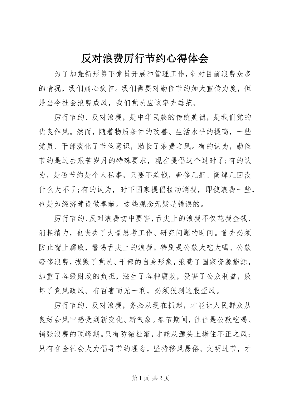 2023年反对浪费厉行节约心得体会.docx_第1页