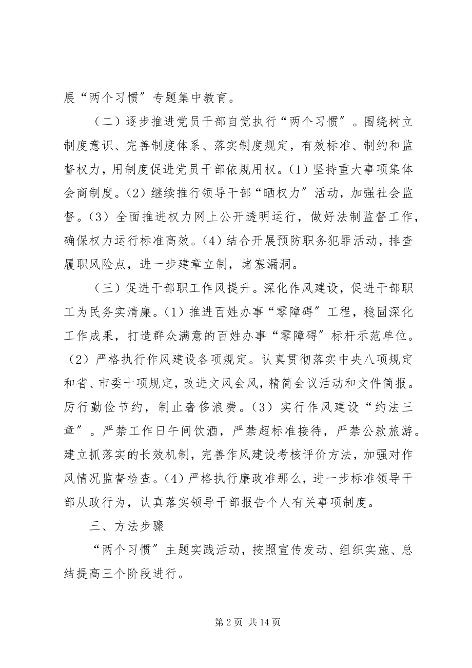 2023年继续开展“两个习惯”主题教育活动的实施方案.docx_第2页