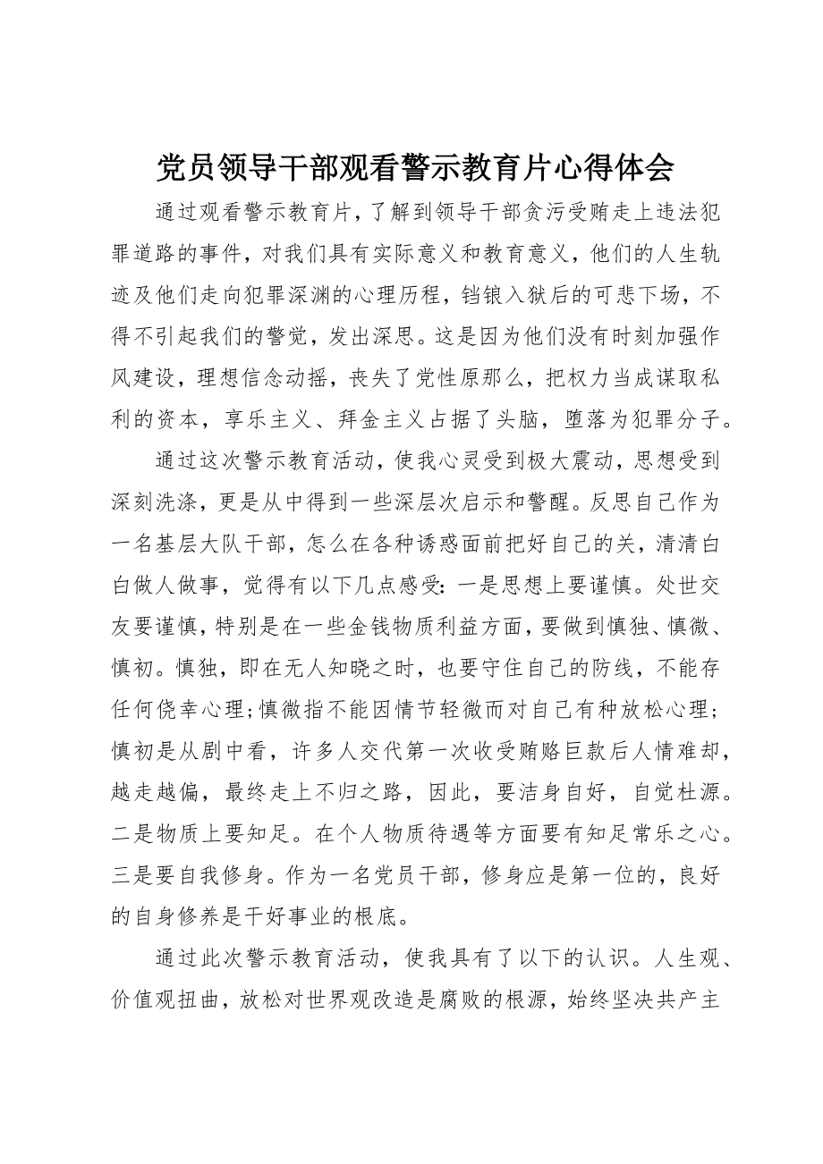 2023年党员领导干部观看警示教育片心得体会.docx_第1页