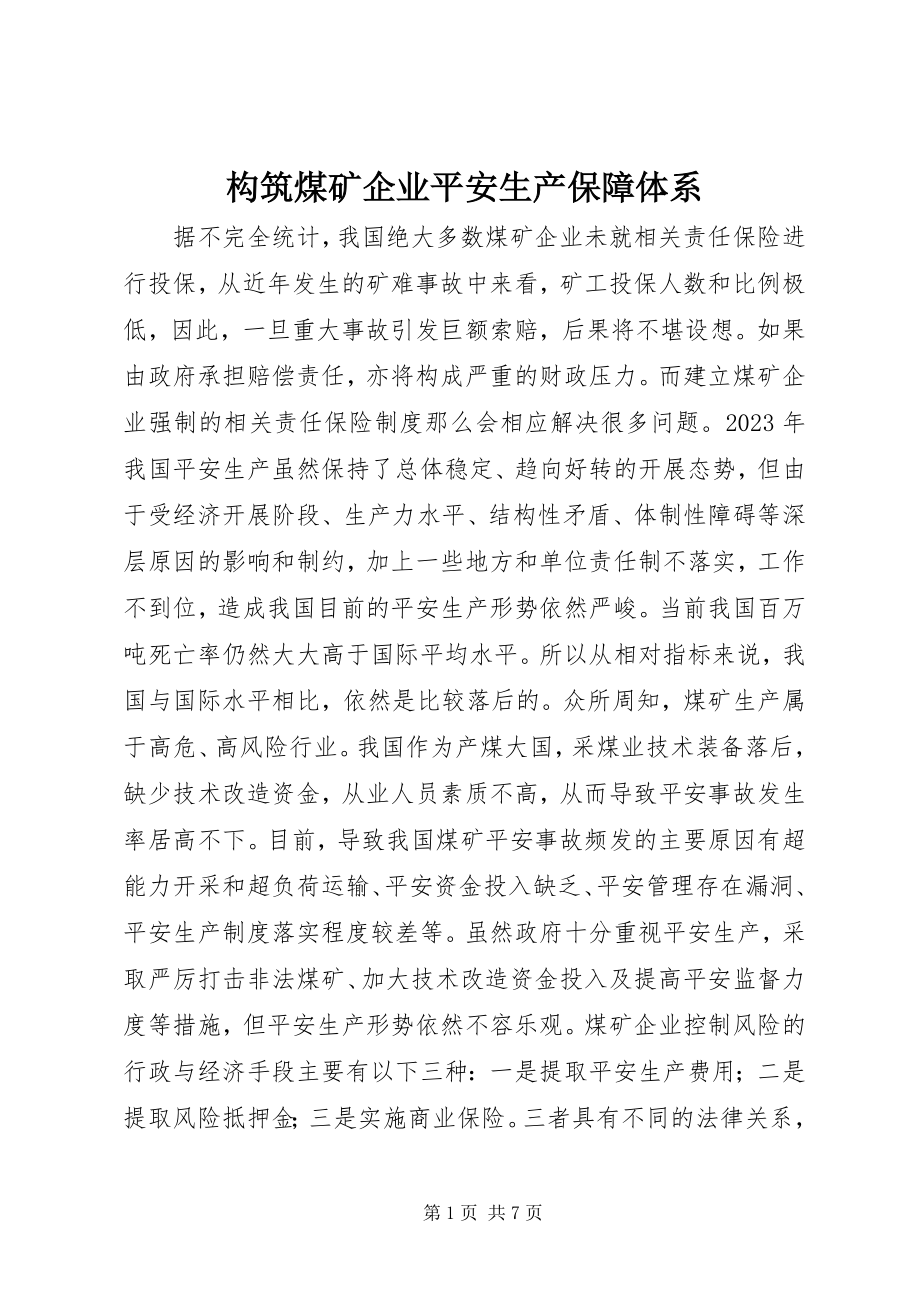 2023年构筑煤矿企业安全生产保障体系.docx_第1页