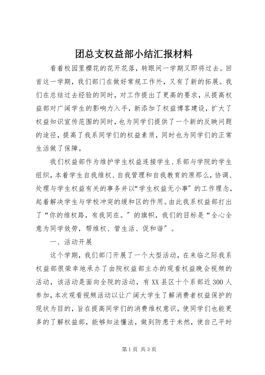 2023年团总支权益部小结汇报材料.docx_第1页