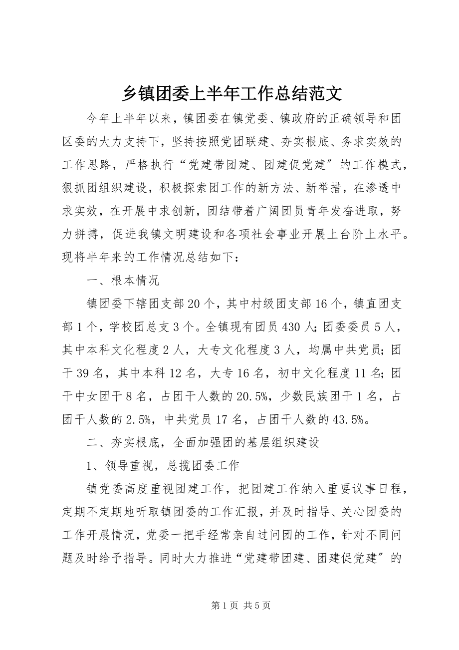 2023年乡镇团委上半年工作总结2.docx_第1页