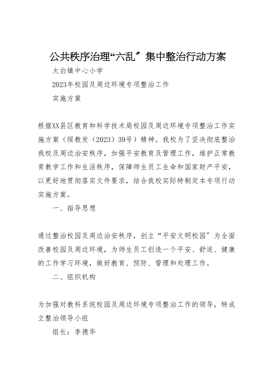 2023年公共秩序治理六乱集中整治行动方案 4.doc_第1页