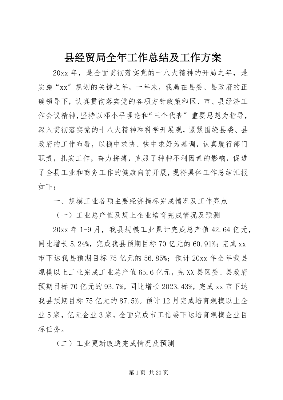 2023年县经贸局全年工作总结及工作计划.docx_第1页