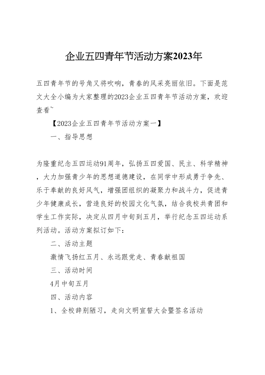 2023年企业五四青年节活动方案2.doc_第1页