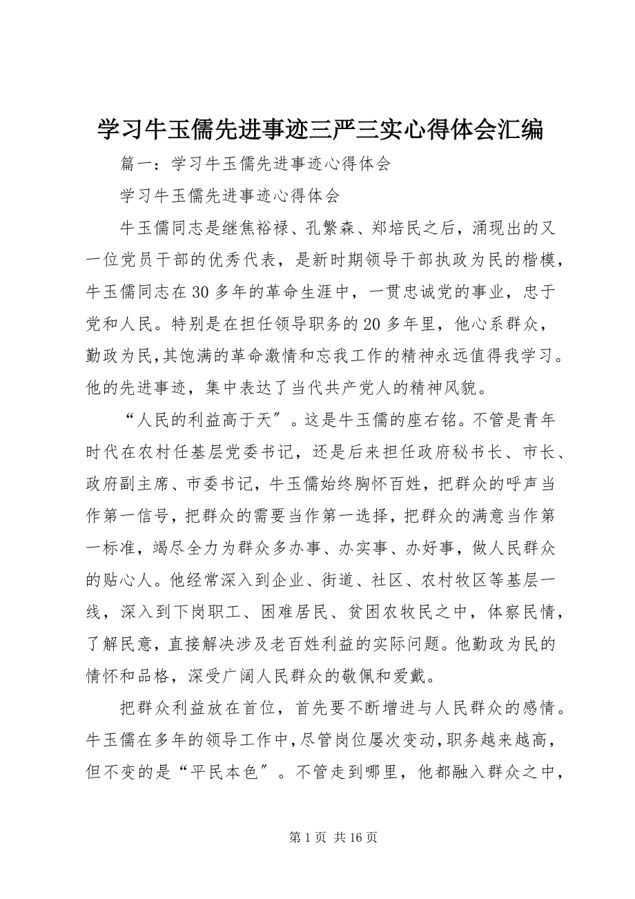 2023年学习牛玉儒先进事迹三严三实心得体会汇编.docx_第1页