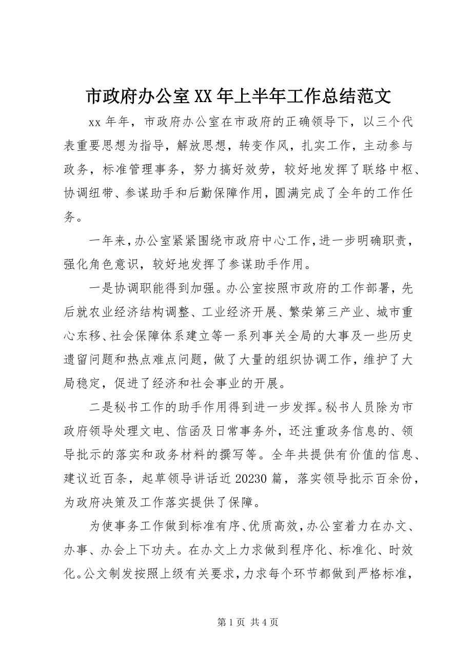 2023年市政府办公室上半年工作总结.docx_第1页