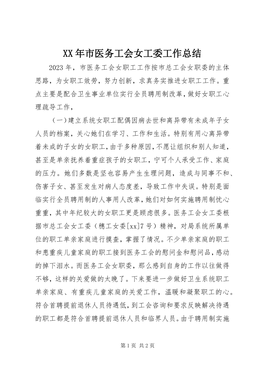 2023年市医务工会女工委工作总结.docx_第1页