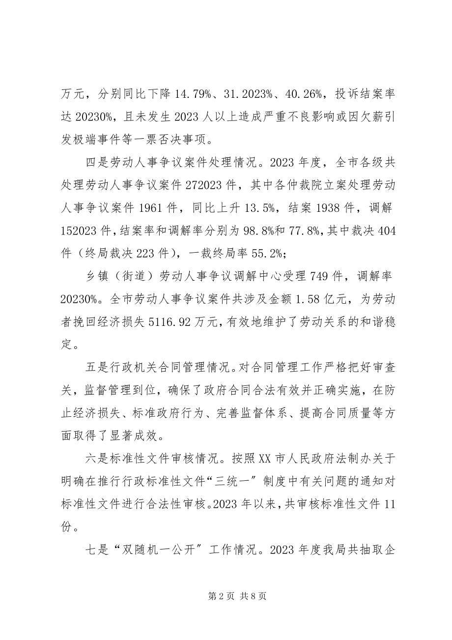 2023年人力资源和社会保障局行政执法工作总结.docx_第2页