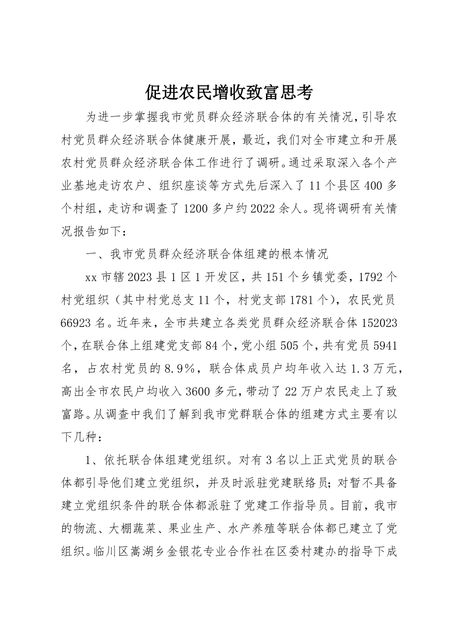 2023年促进农民增收致富思考.docx_第1页