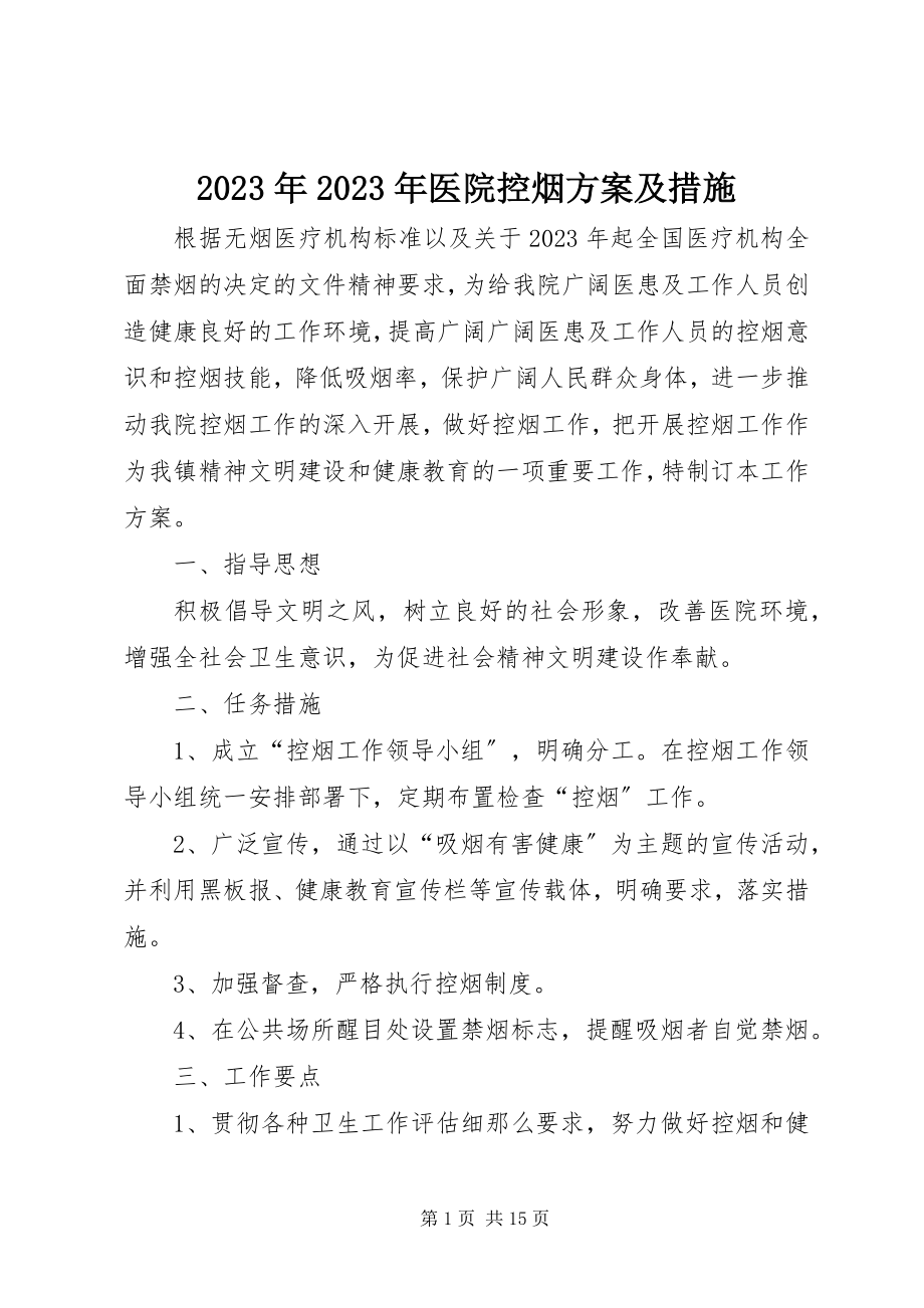 2023年医院控烟计划及措施.docx_第1页