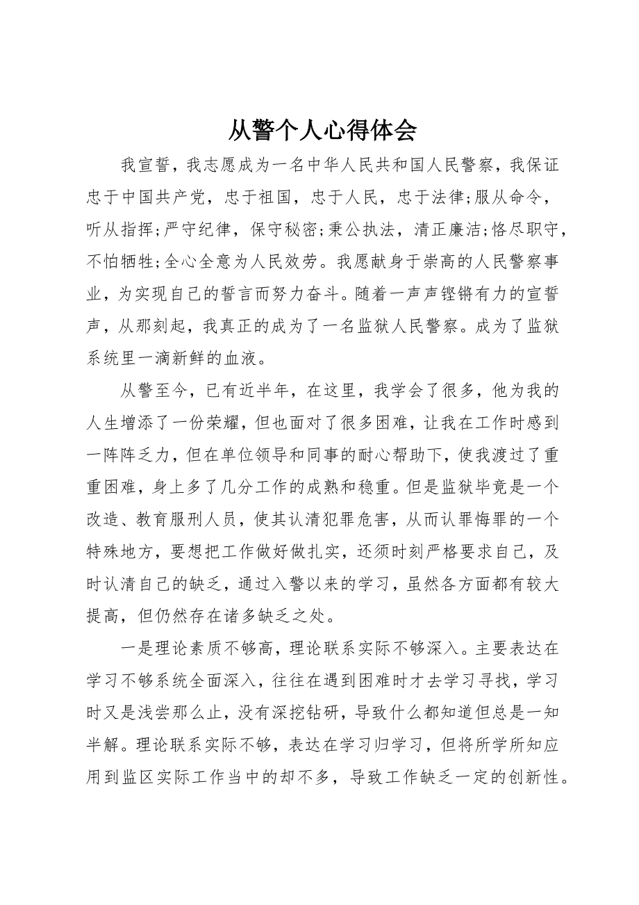 2023年从警个人心得体会.docx_第1页