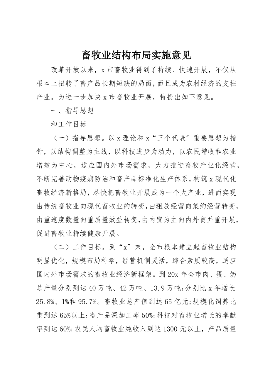 2023年畜牧业结构布局实施意见新编.docx_第1页