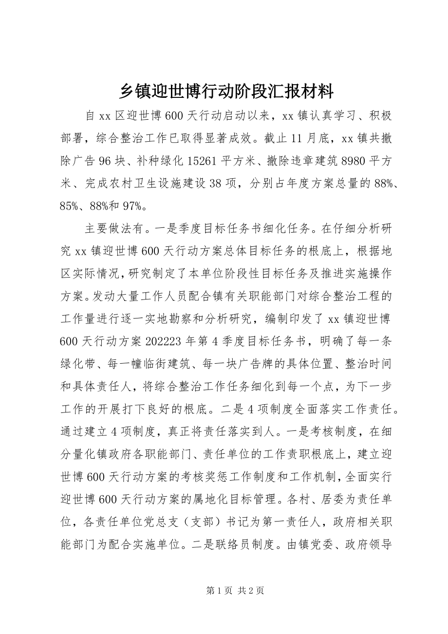 2023年乡镇迎世博行动阶段汇报材料.docx_第1页