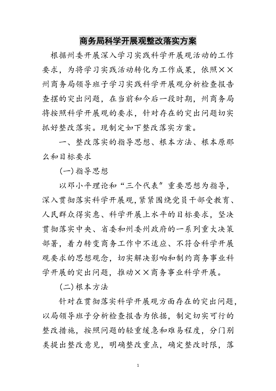 2023年商务局科学发展观整改落实方案范文.doc_第1页