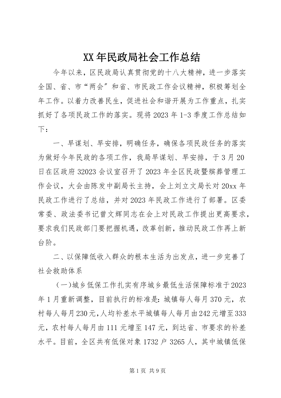 2023年民政局社会工作总结.docx_第1页